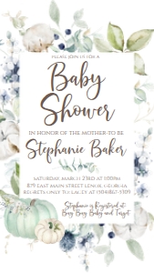 BS Baby Blue Greenery Text Invitation: BS Pumpkin Baby Blue Greenery