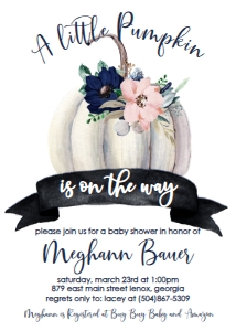 Baby Shower Pumpkin White Navy Nautical Floral: BS Pumpkin White Navy Nautical Floral