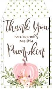 BS Pink Pumpkin Floral Favor Tag: Baby Shower Floral Pink Pumpkin