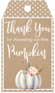 BS Pink Floral Boho Pumpkin Kraft Favor Tag: Baby Shower Floral Boho Pumpkin Kraft