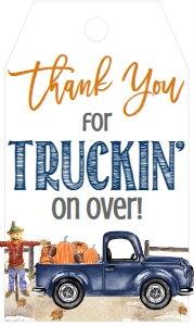 Navy Blue Football Truck Favor Tag: Birthday Navy Truck Pumpkin Football Invite