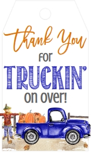 Blue Truck Favor Tag: Birthday Blue Pumpkin Truck Boy