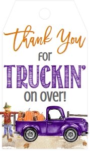 Purple Birthday Truck Favor Tag: Fall Birthday Purple Truck