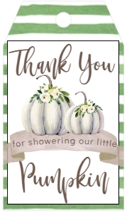 BS Greenery Floral Pumpkin Favor Tag: Baby Shower Greenery Floral Pumpkin