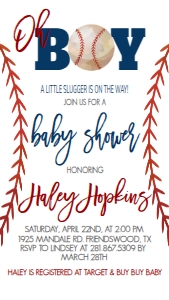Baby Shower Baseball Phone Invite Oh Boy: Baby Shower Baseball Invite Oh Boy
