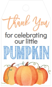 Birthday Blue Pumpkin Favor Tag: Birthday Pumpkin Blue Banner