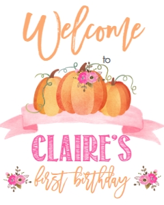 Birthday Little Pumpkin Fall Welcome Sign 8x10: Birthday Our Little Pumpkin Fall