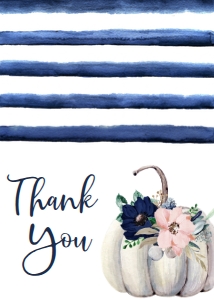BS Pumpkin White Navy Nautical Floral Thank You: BS Pumpkin White Navy Nautical Floral
