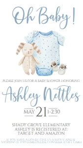 BS Baby Boy Onesie Text Invite: Baby Shower Baby Boy Onesie
