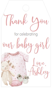 BS Baby Girl Onesie Favor Tag: Baby Shower Baby Girl Onesie Version B