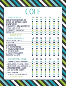 Chore Chart Blue Green White Stripe: Chore Chart Blue Green White Stripe