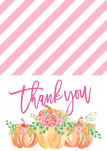 Birthday Pink Floral Pumpkin Thank You: Birthday Pink Floral Pumpkin