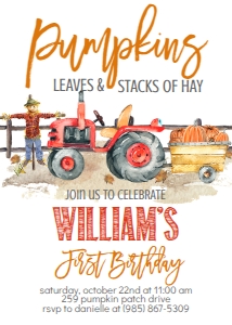 Birthday Red tractor 2: Fall Red Tractor Pumpkin Birthday