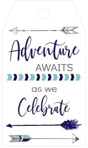 Baby Shower Adventure Aqua Blue Gray Single Favor Tag: Baby Shower Adventure Arrow Navy Aqua