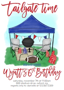 Birthday Football Tailgate Blue Red: Birthday Football Tailgate Blue Red