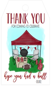 Birthday Football Tent Tailgate Maroon Favor Tag: Birthday Football Tailgate Maroon