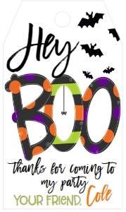 Halloween Hey Boo Black Letters Birthday Favor Tag: Halloween Hey Boo Black Letters Birthday