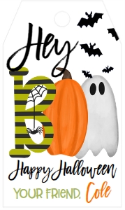 Halloween Hey Boo Ghost Bats Favor Tag: Halloween Hey Boo Ghost Bats Favor Tag