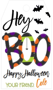 Halloween Hey Boo Black Letters Favor Tag: Halloween Hey Boo Black Letters Favor Tag
