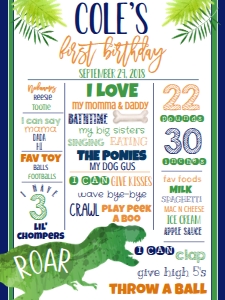 Birthday Milestone Dinosaur 18x24: Birthday Dinosaur Milestone 18x24