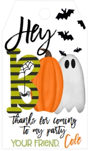 Halloween Hey Boo Ghost Bats Birthday Favor Tag: Halloween Hey Boo Ghost Bats Birthday