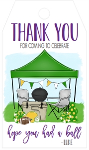 Birthday Football Tent Tailgate Purple Favor Tag: Birthday Football Tailgate Purple Gold