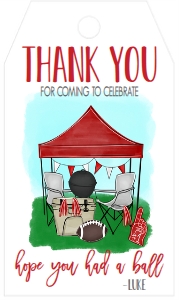 Birthday Football Tent Tailgate Red Favor Tag: Birthday Football Tailgate Red
