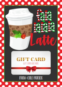 Christmas Gift Card Holder Fa la la Latte: Christmas Gift Card Holder Fa la la Latte