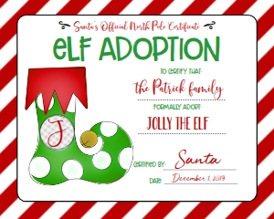 Christmas Elf Adoption Certificate Red: Christmas Elf Welcome Letter