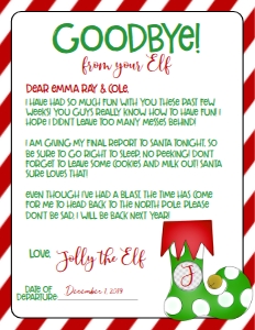 Christmas Elf Goodbye Letter: Christmas Elf Welcome Letter