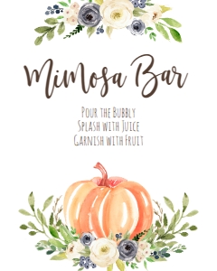 BSS Blue Pumpkin Greenery Mimosa Sign: BSS Pumpkin Blue Greenery Welcome Sign 18x24