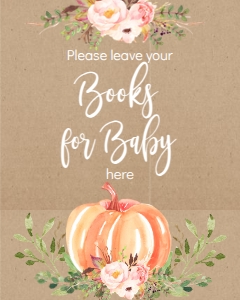 BSS Pumpkin Baby Greenery Kraft Book Sign: BSS Pumpkin Baby Greenery Kraft Momosa Bar Sign