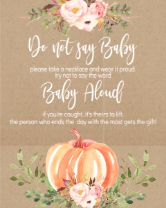 BSS Pumpkin Baby Greenery Kraft Don't Say Baby Sign: BSS Pumpkin Baby Greenery Kraft Momosa Bar Sign