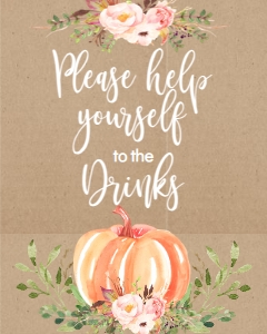 BSS Pumpkin Baby Greenery Kraft Drinks Sign: BSS Pumpkin Baby Greenery Kraft Momosa Bar Sign