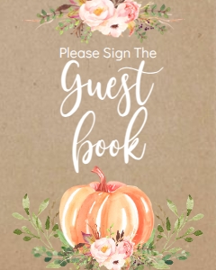 BSS Pumpkin Baby Greenery Kraft Guest Book Sign: BSS Pumpkin Baby Greenery Kraft Momosa Bar Sign