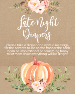 BSS Pumpkin Baby Greenery Kraft Late Night Diapers Sign: BSS Pumpkin Baby Greenery Kraft Momosa Bar Sign
