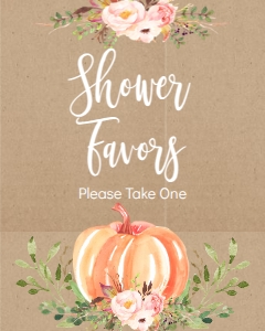 BSS Pumpkin Baby Greenery Kraft Shower Favors Sign: BSS Pumpkin Baby Greenery Kraft Momosa Bar Sign
