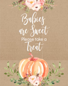 BSS Pumpkin Baby Greenery Kraft Sweet Treat Sign: BSS Pumpkin Baby Greenery Kraft Momosa Bar Sign