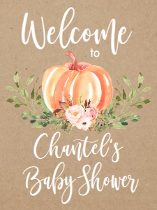 BSS Pumpkin Baby Greenery Kraft Welcome Sign 18x24: BSS Pumpkin Baby Greenery Kraft Momosa Bar Sign