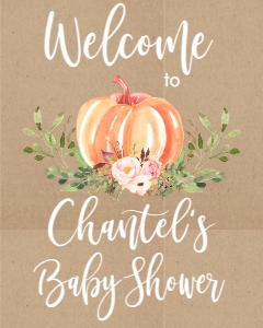 BSS Pumpkin Baby Greenery Kraft Welcome Sign 8x10: BSS Pumpkin Baby Greenery Kraft Momosa Bar Sign
