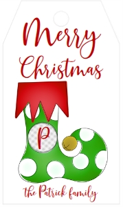 Favor Tag Family Christmas Elf Stocking: Favor Tag Family Christmas Elf Stocking