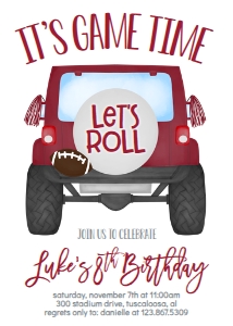 Birthday Football Jeep Crimson: Birthday Football Jeep Crimson