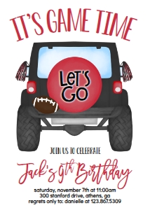 Birthday Football Jeep Black Red: Birthday Football Jeep Black Red