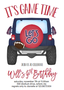 Birthday Football Jeep Navy Red: Birthday Football Jeep Navy Red