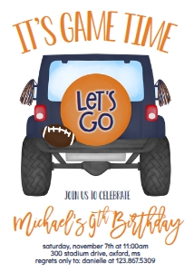 Birthday Football Jeep Navy Orange: Birthday Football Jeep Navy Orange