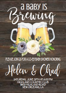 Couples Shower Baby is Brewing Blue Floral Wood: Couples Shower Baby is Brewing Blue Floral Wood