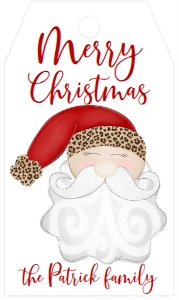 Favor Tag Family Christmas Santa Leopard: Favor Tag Family Christmas Santa Leopard