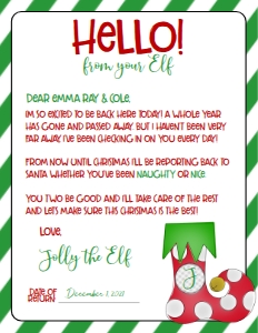 Christmas Elf Welcome Letter Green: Christmas Elf Welcome Letter Green