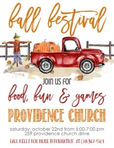 Fall Festival Red Truck Flyer: Fall Festival Red Truck