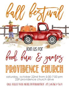 Fall Festival Red Truck Poster: Fall Festival Red Truck